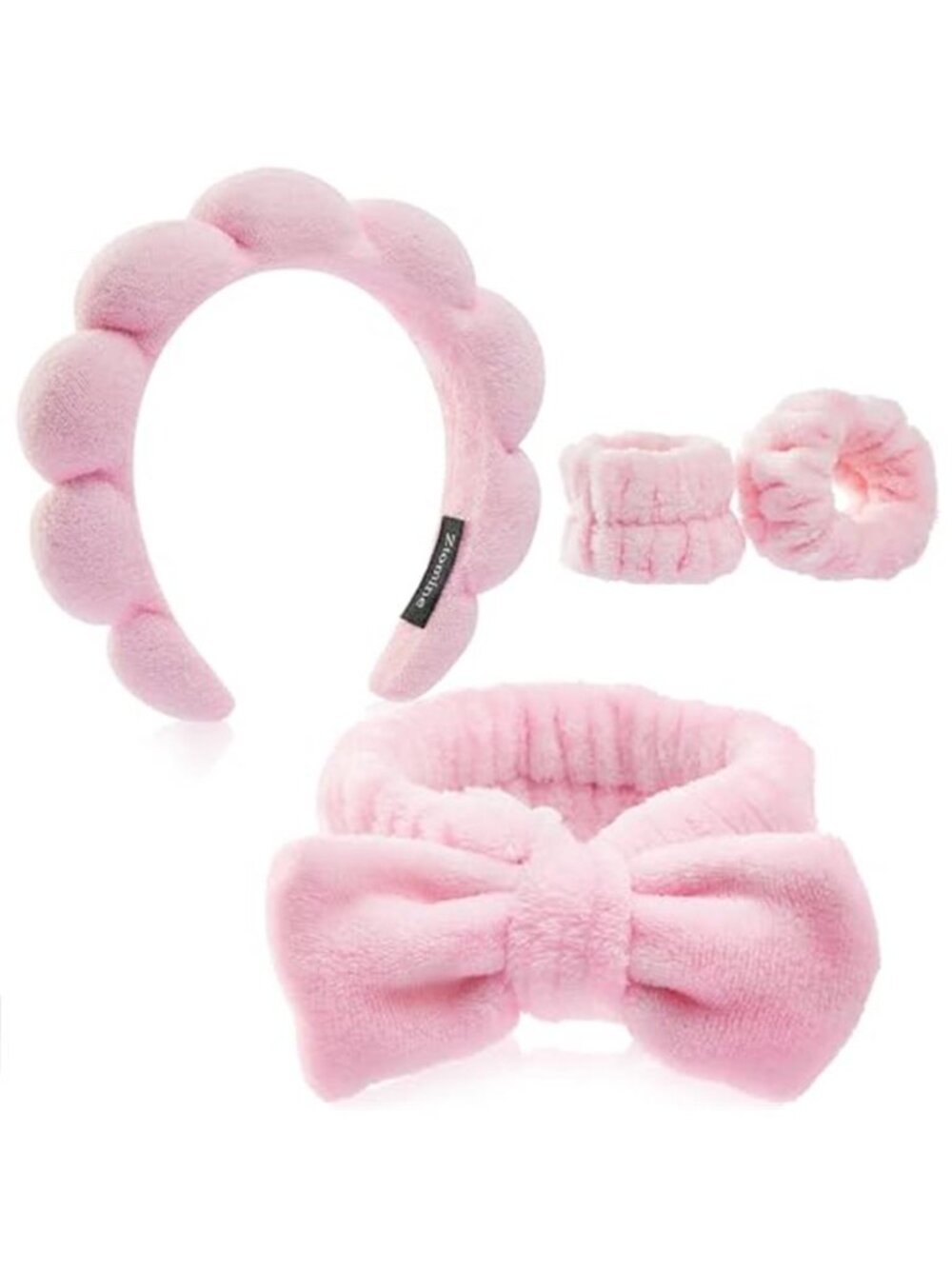 Skincare Headband Wristband Set Bow Bubble Face Wash Makeup Spa Hair Band